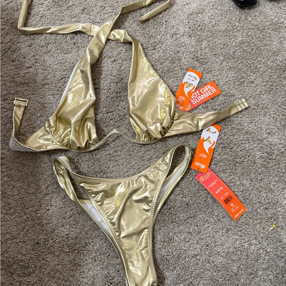 Source Unknown Gold Bikini Set